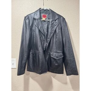 RVT Clothing Mens Black Faux Leather Blazer Jacket MP005 Size Large
